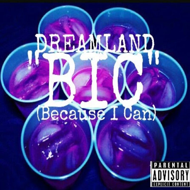 Album cover for Because I Can. Title of album over plastic cups of drinks with ice cubes